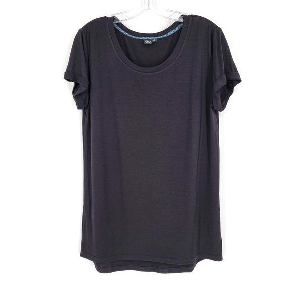 Modcloth Au Fond T Shirt S Black Round Neck Cuff Short Sleeve Soft Basic Capsule - Picture 8 of 8